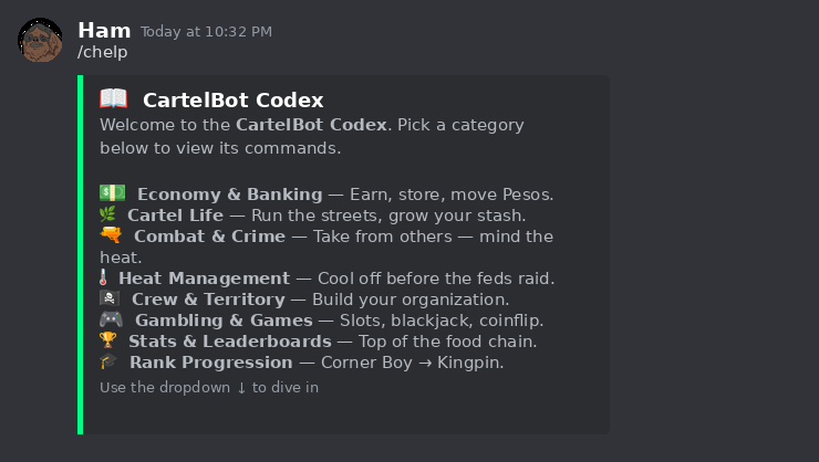 /chelp — command index